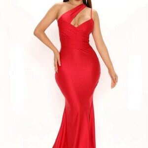 Fashion Nova One Shoulder Red Dress